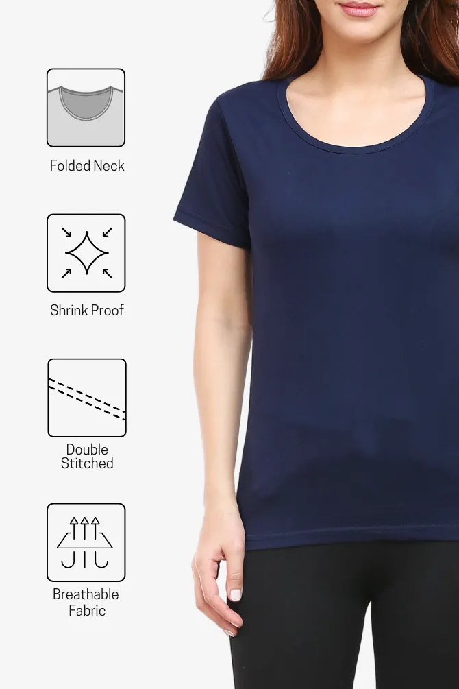 Navy Blue Scoop Neck T-shirt for women