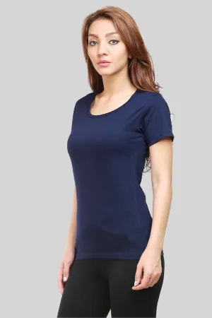 Navy Blue Scoop Neck T-shirt for women