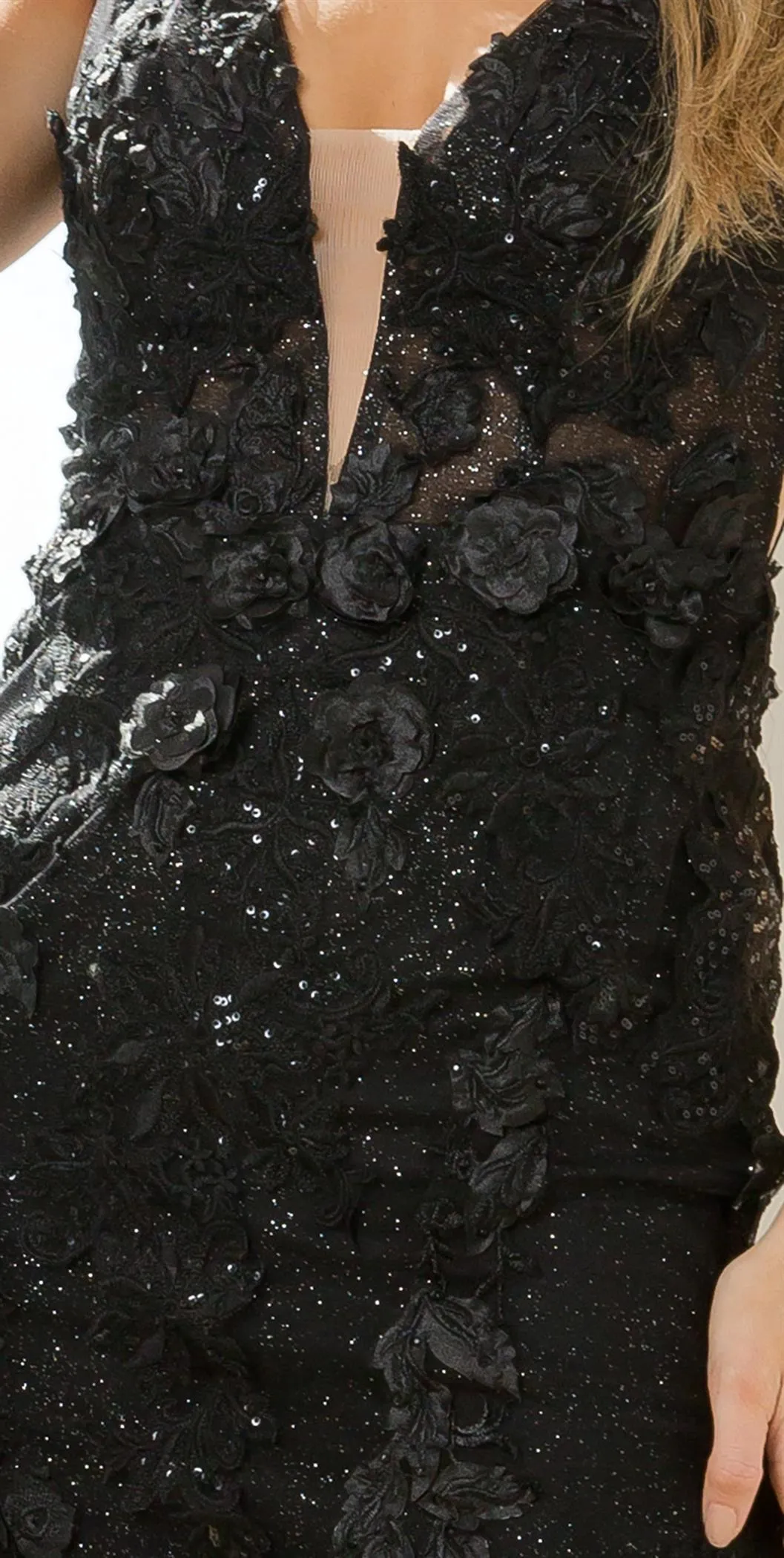 Nox Anabel E719 Size 8, 12 Black Short cocktail dress fitted 3d Lace Shimmer Homecoming Dress