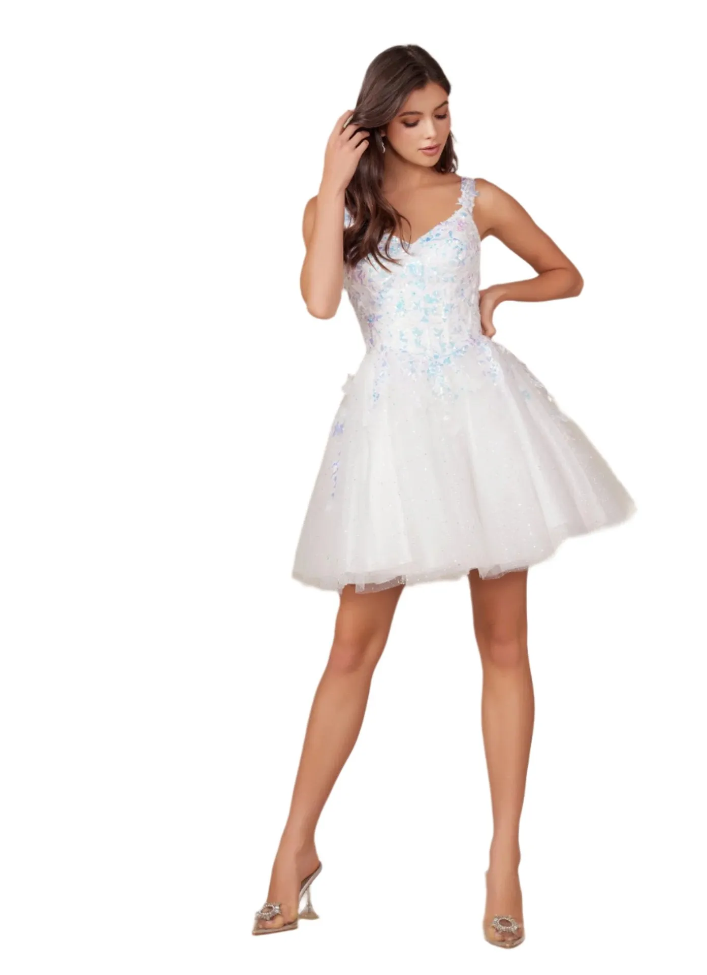 Nox Anabel H846 Size 6, 14 Lilac Short Shimmer Lace Homecoming Dress Sequin Corset Cocktail Gown