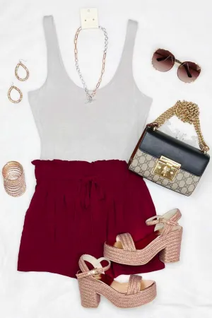 Penny For Your Thoughts Shorts - Burgundy