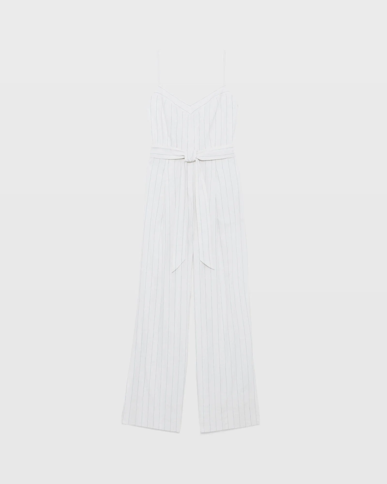 Pinstripe Linen Blend Jumpsuit