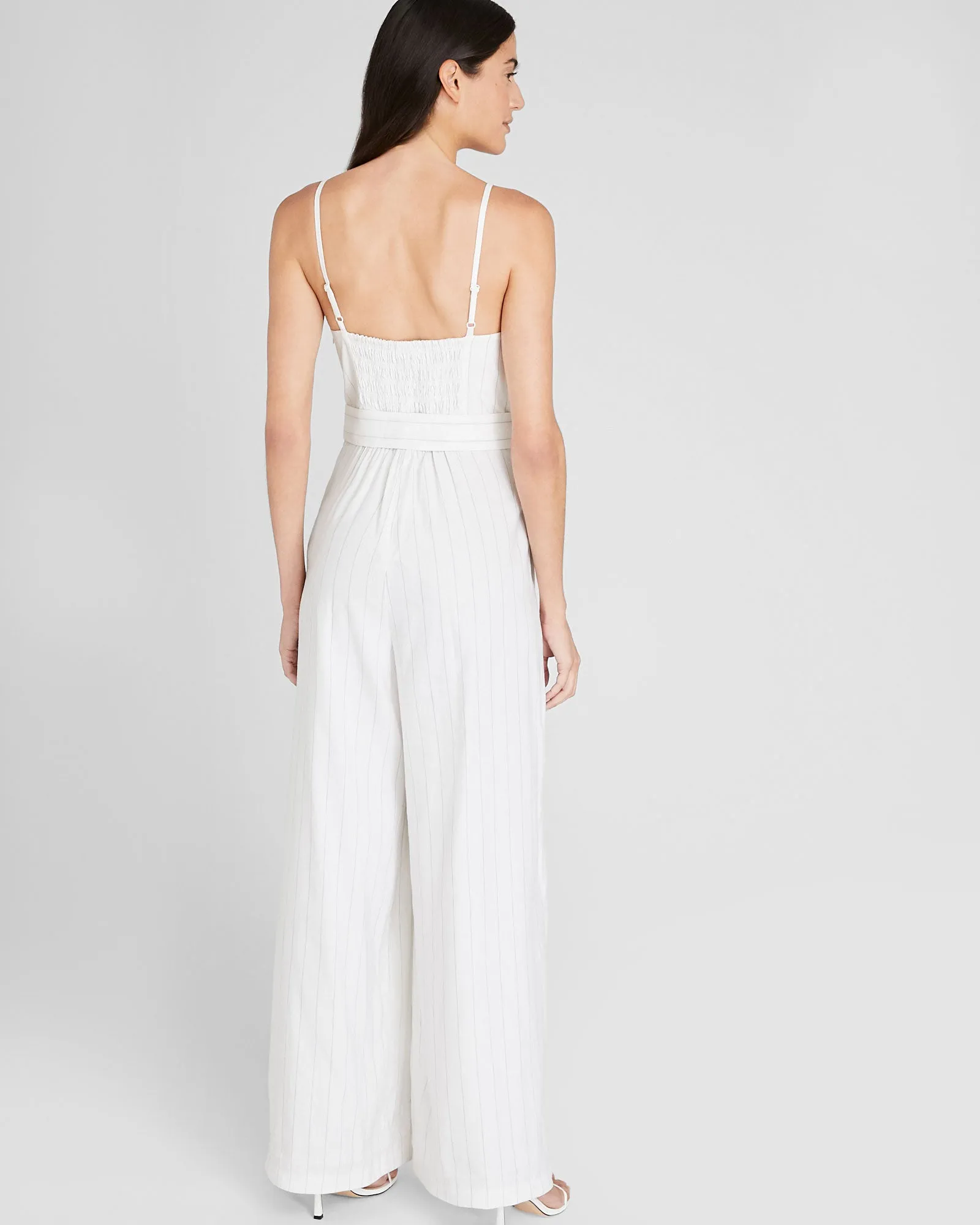 Pinstripe Linen Blend Jumpsuit