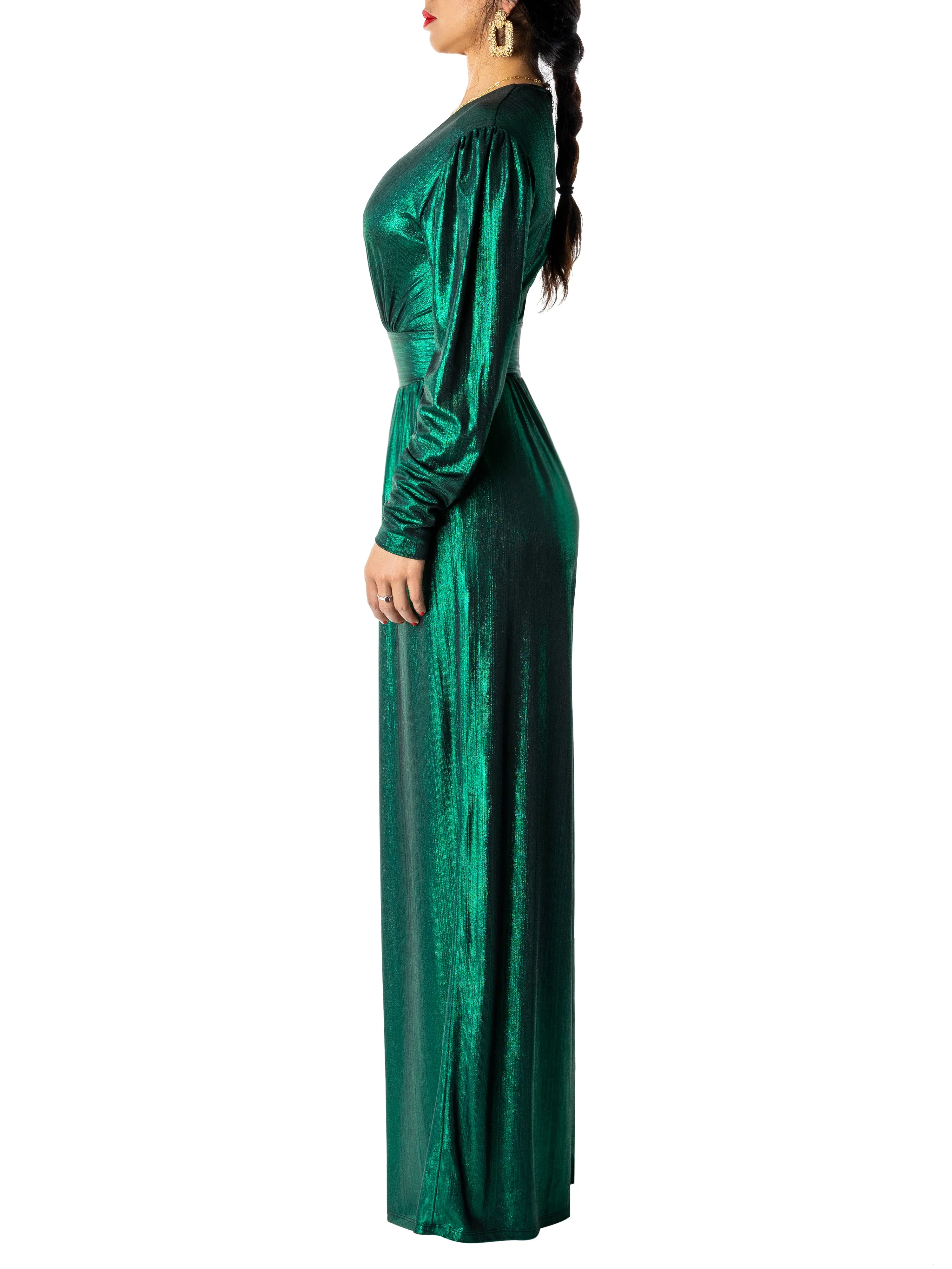"Margot" Emerald V-Neck Jumpsuit