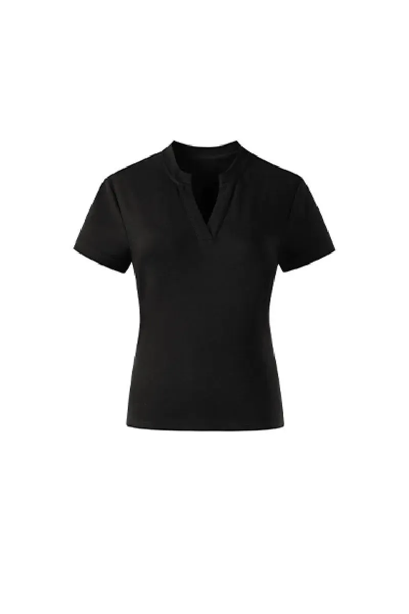 Short Sleeve V-neck Silk Polo Shirt
