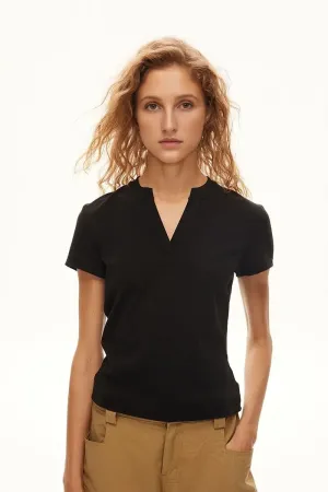 Short Sleeve V-neck Silk Polo Shirt