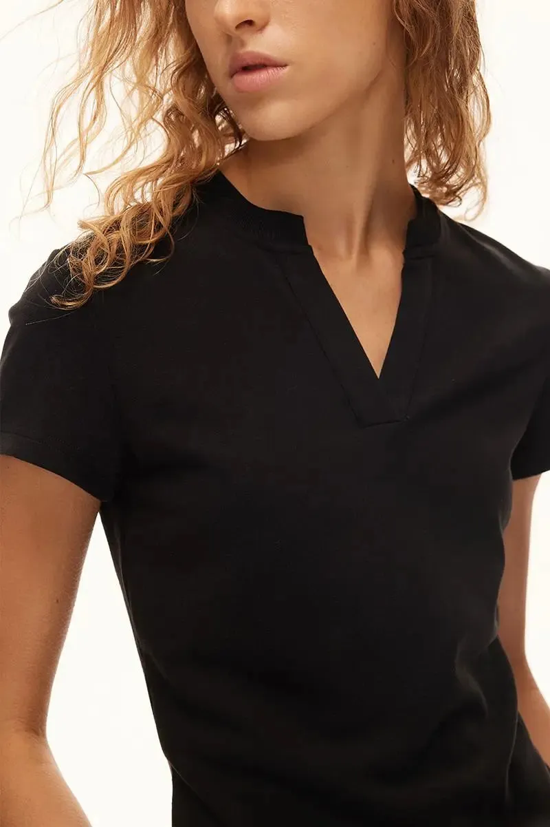 Short Sleeve V-neck Silk Polo Shirt