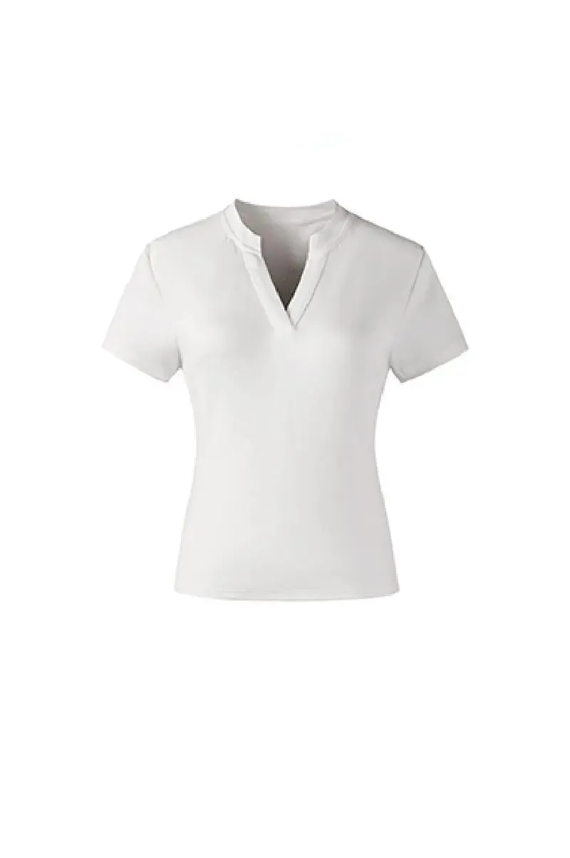 Short Sleeve V-neck Silk Polo Shirt