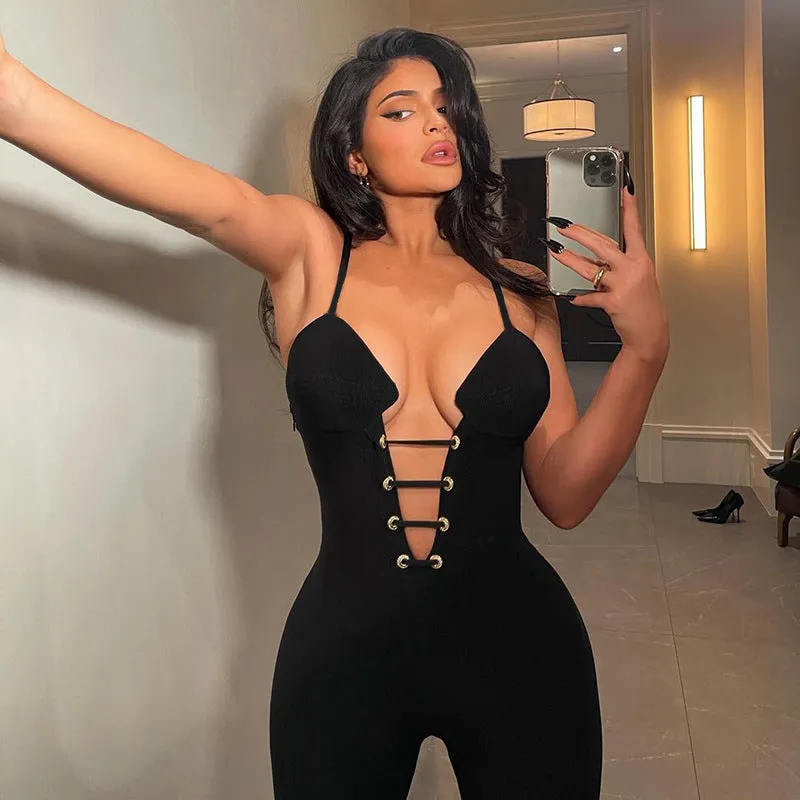 Spaghetti Strap Deep Cut Jumpsuit
