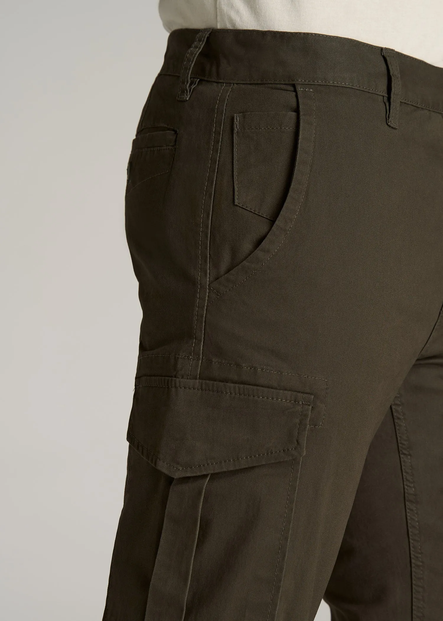 Stretch Twill SLIM-FIT Cargo Pants for Tall Men in Camo Green