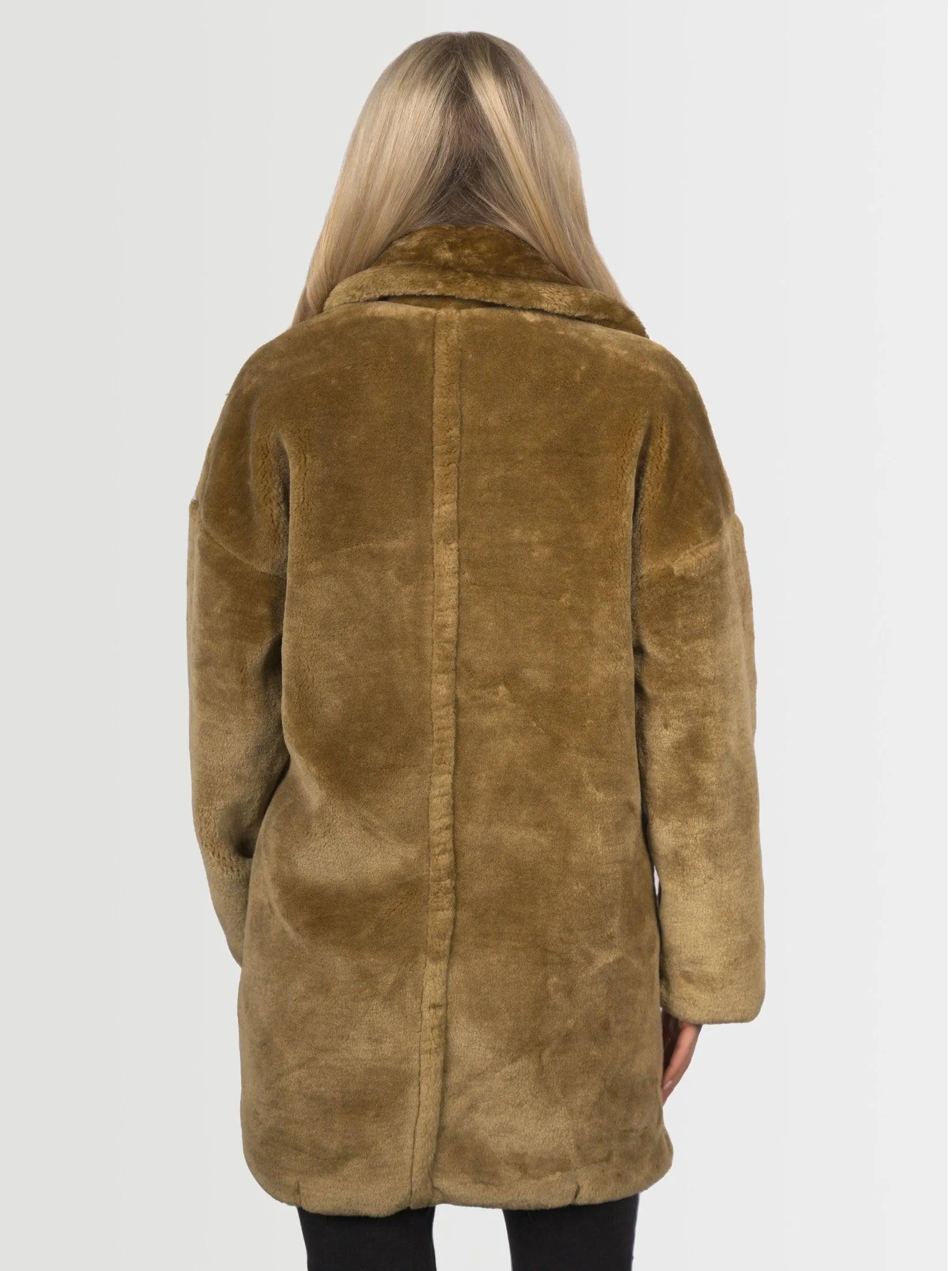 Topshop Women's Hazel Faux Fur Coat - Mustard