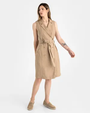 Trench linen dress LISBON in Wheat