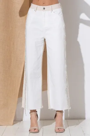 Twill Colorblock Straight Pants by Blue B
