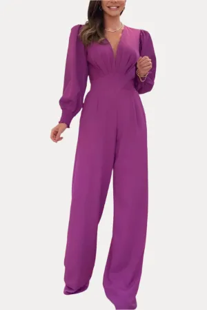 V-Neck Long Sleeve Jumpsuit