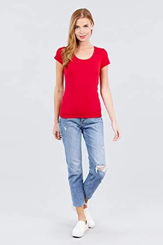 Women's Scoop Neck Short Sleeve Jersey Sexy Top