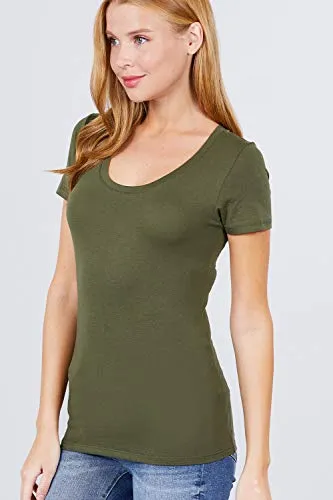 Women's Scoop Neck Short Sleeve Jersey Sexy Top