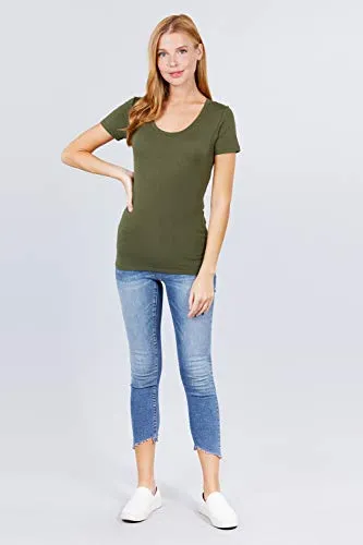 Women's Scoop Neck Short Sleeve Jersey Sexy Top