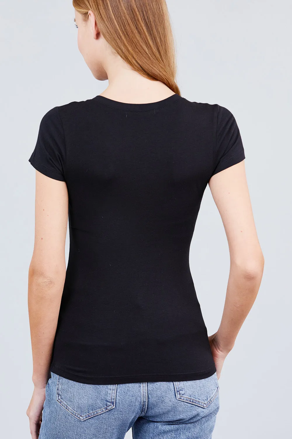 Women's Scoop Neck Short Sleeve Jersey Sexy Top