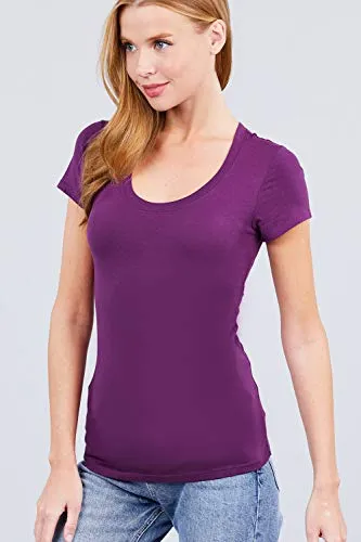 Women's Scoop Neck Short Sleeve Jersey Sexy Top