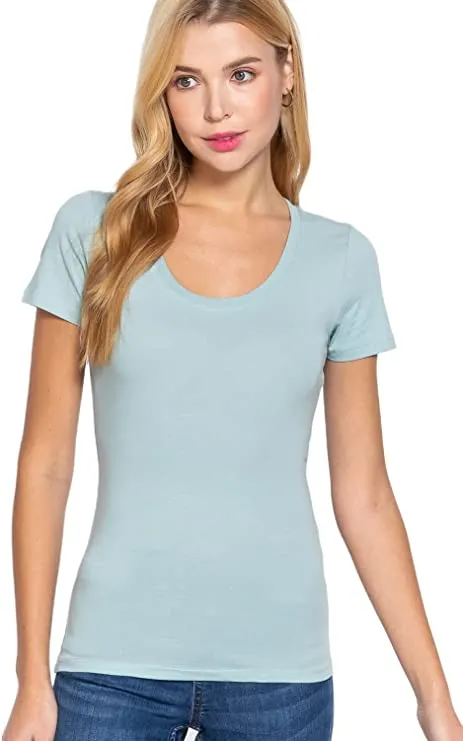 Women's Scoop Neck Short Sleeve Jersey Sexy Top