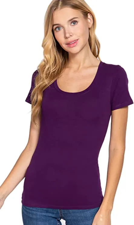 Women's Scoop Neck Short Sleeve Jersey Sexy Top