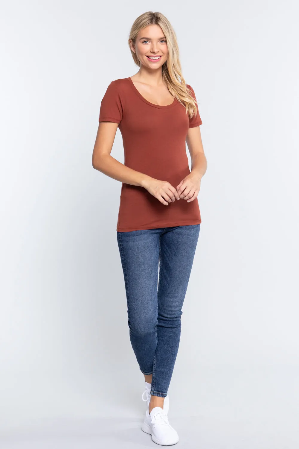 Women's Scoop Neck Short Sleeve Jersey Sexy Top