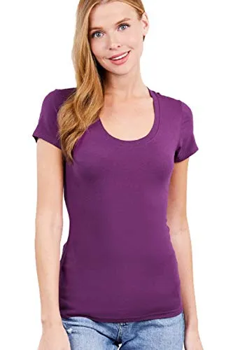 Women's Scoop Neck Short Sleeve Jersey Sexy Top