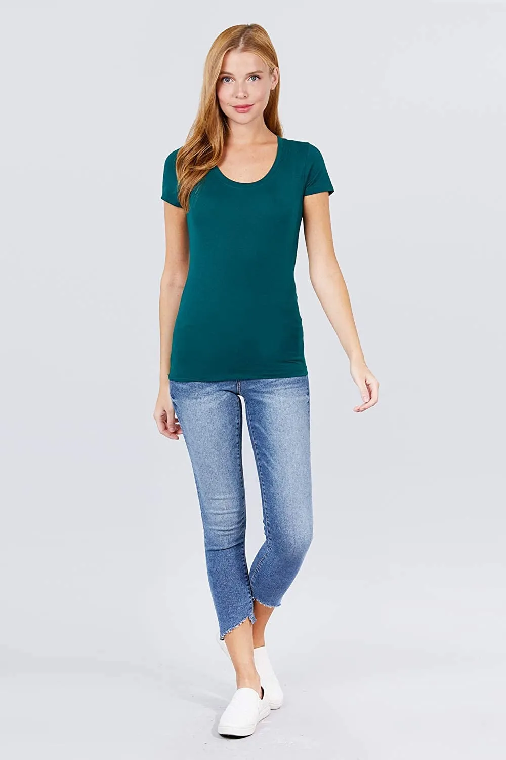 Women's Scoop Neck Short Sleeve Jersey Sexy Top