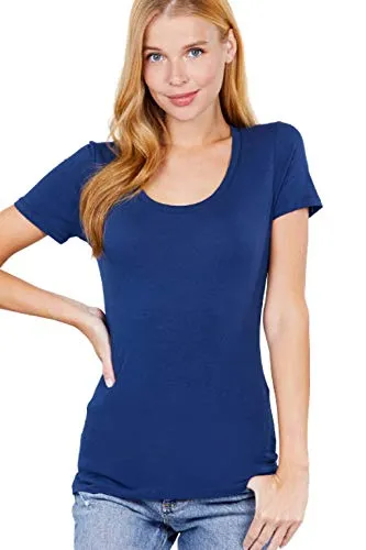 Women's Scoop Neck Short Sleeve Jersey Sexy Top