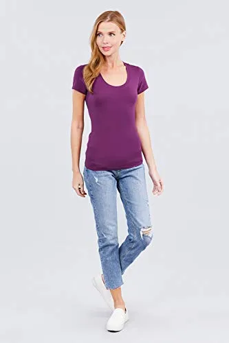 Women's Scoop Neck Short Sleeve Jersey Sexy Top