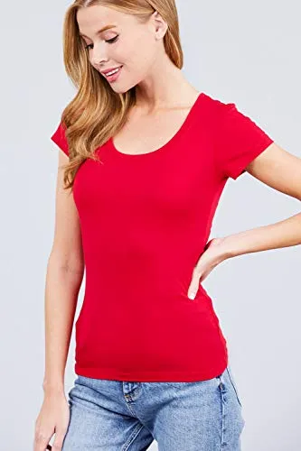 Women's Scoop Neck Short Sleeve Jersey Sexy Top